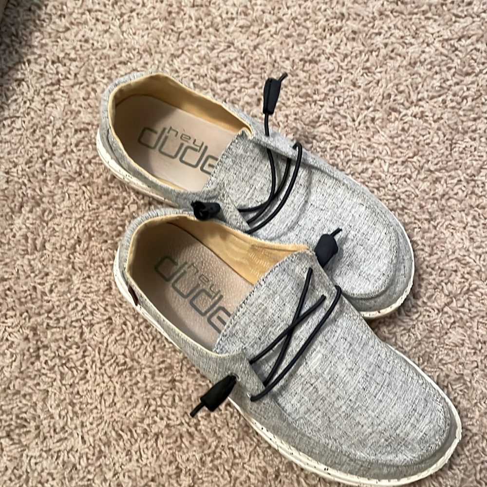 Hey Dude US8 Chambray White Blue